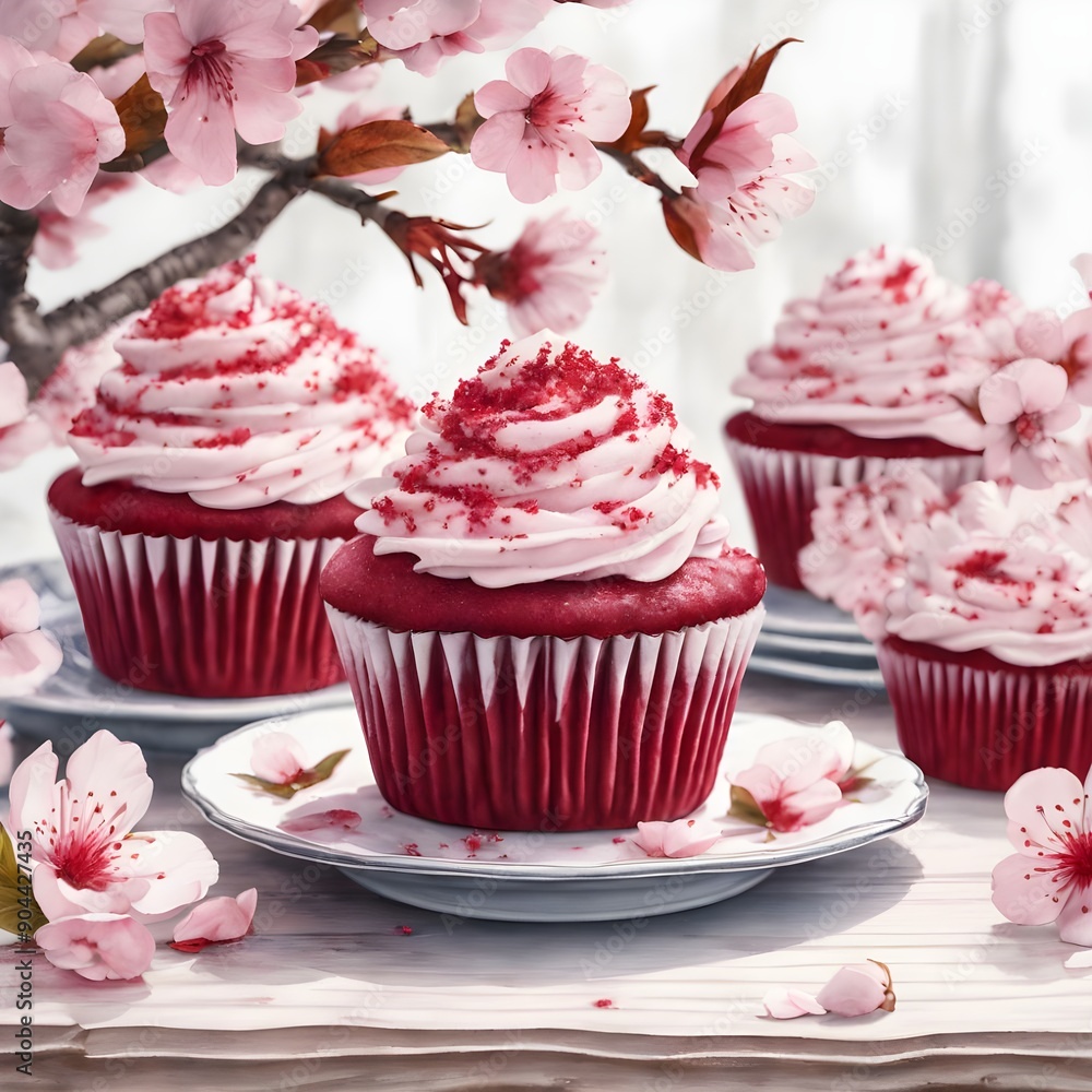 red velvet cupcake with pink frosting red velvet cupcake with pink frosting