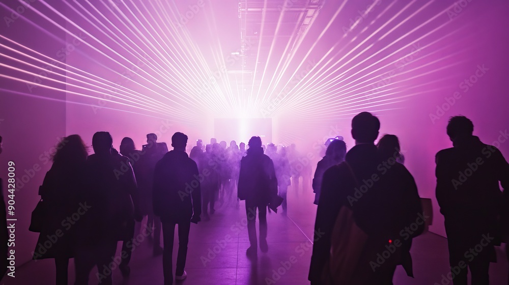 people walk through laser smoke, party, 16:9 people walk through laser smoke, party, 16:9