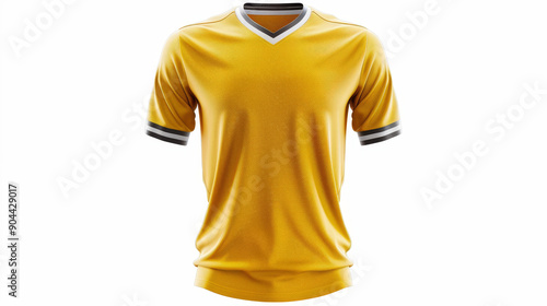 an effective description and setup of sports football uniforms with a yellow shirt isolated on a white background,