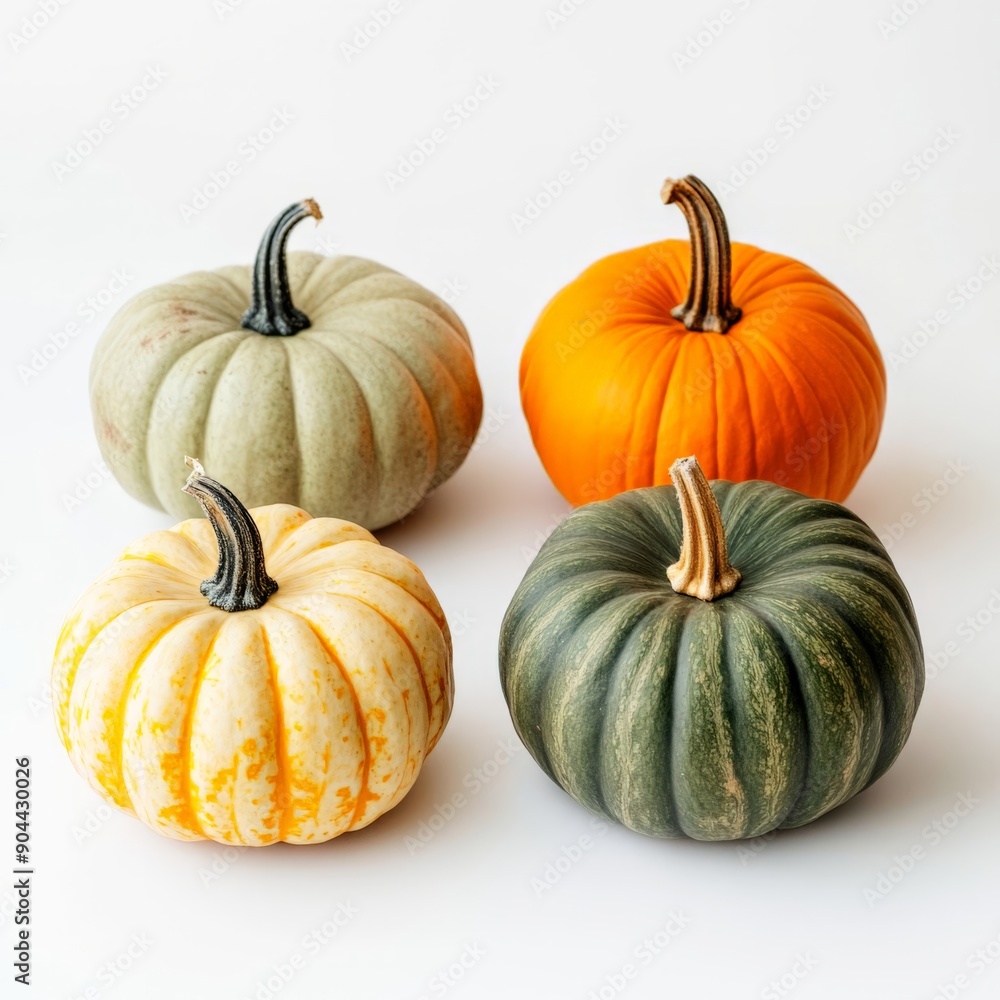 set of pumpkins on white background set of pumpkins on white background