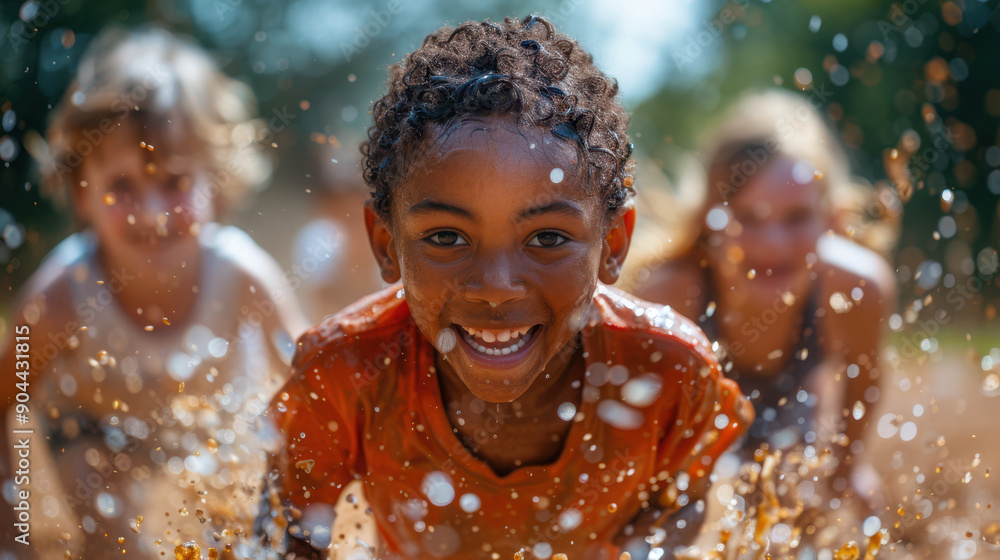 Candid photograph of happy children enjoying a playful moment outdoors, capturing the joy and laughter of childhood. Candid photograph of happy children enjoying a playful moment outdoors, capturing the joy and laughter of childhood.