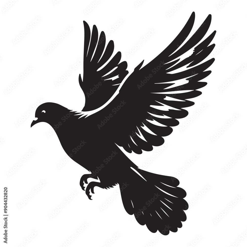 Pigeon silhouette, flying dove silhouette vector Pigeon silhouette, flying dove silhouette vector
