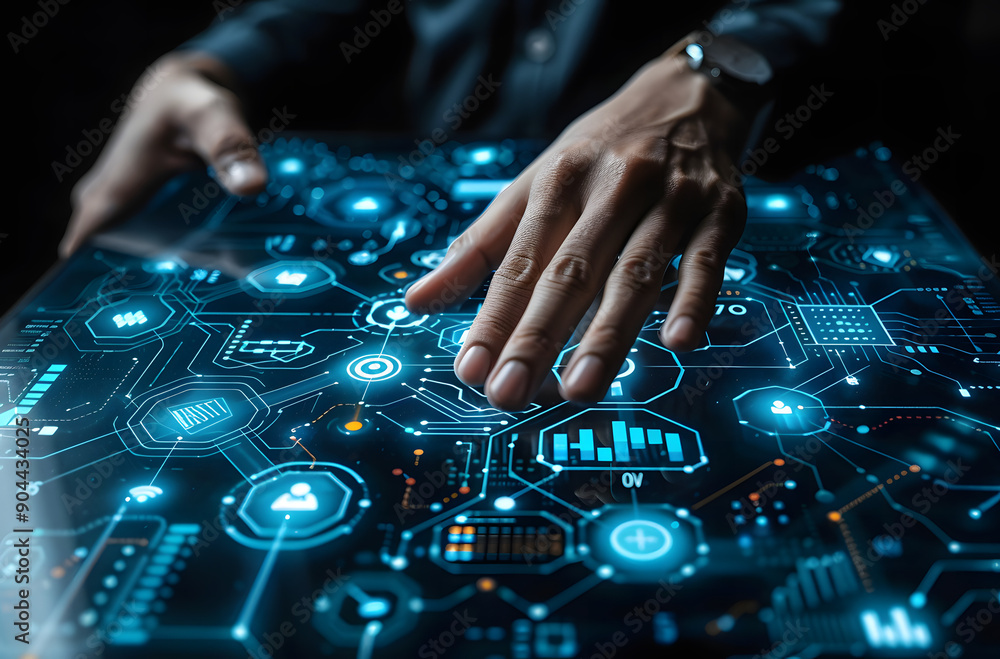 A hand pointing at a digital graph to know more exactly the metrics A hand pointing at a digital graph to know more exactly the metrics