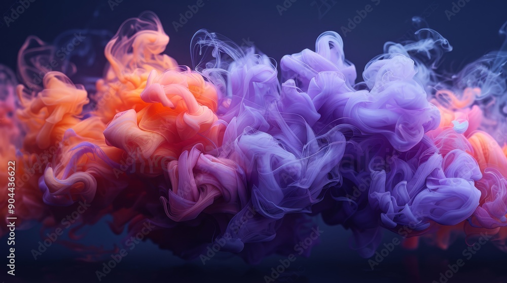 Fototapeta premium Abstract Colorful Smoke Swirls in Beautiful Shades of Purple and Orange Tones and Hues