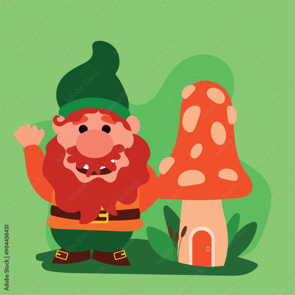 Fototapeta premium Garden gnome cartoon character Vector