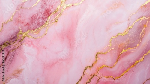 Pink marble abstract background with golden lines photo