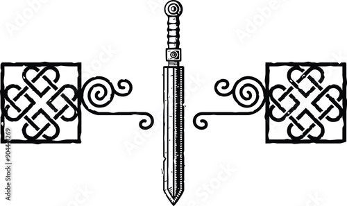 Celtic Knot Header - Square Ends - Roman Sword
