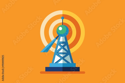  Broadcast antenna flat icon isolated vector art illustration photo