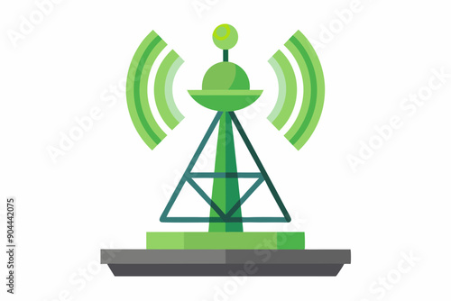  Broadcast antenna flat icon isolated vector art illustration photo