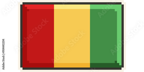 Guinea, african flag pixel art, retro 8 bit game style