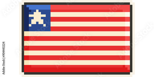  Liberia, african flag pixel art, retro 8 bit game style