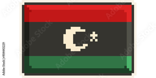  Libya, african flag pixel art, retro 8 bit game style