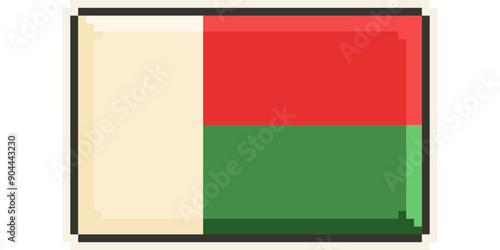  Madagascar, african flag pixel art, retro 8 bit game style