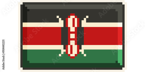  Kenya, african flag pixel art, retro 8 bit game style