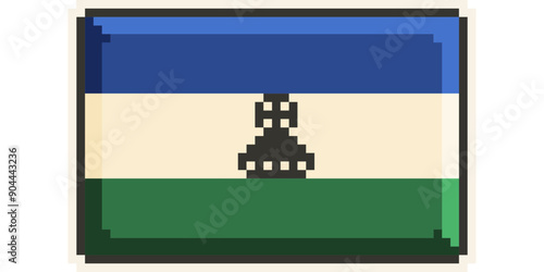 Lesotho, african flag pixel art, retro 8 bit game style