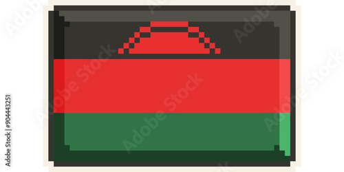 Malawi, african flag pixel art, retro 8 bit game style