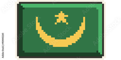 Mauritania, african flag pixel art, retro 8 bit game style