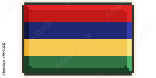 mauritius, african flag pixel art, retro 8 bit game style