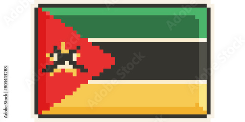 mozambique , african flag pixel art, retro 8 bit game style