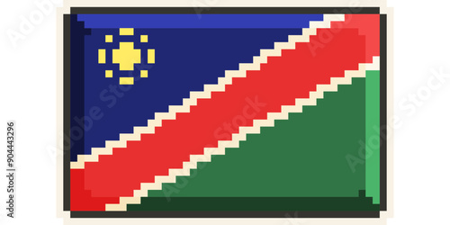 Namibia, african flag pixel art, retro 8 bit game style