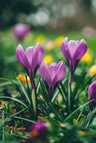 Wallpaper Mural A picture of a bunch of purple flowers growing in the grass Torontodigital.ca