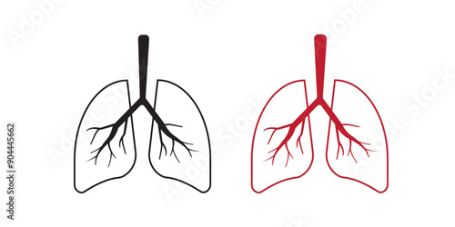 Lungs Icon Thin Line Vector. Health and Medicine