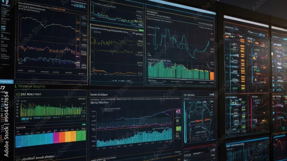A detailed view of a modern data analytics dashboard showcasing various graphs and charts. A detailed view of a modern data analytics dashboard showcasing various graphs and charts.