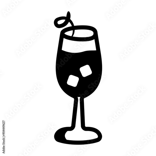 A hand drawn icon of french cocktail glass 