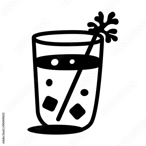 Doodle style icon of bloody mary cocktail  