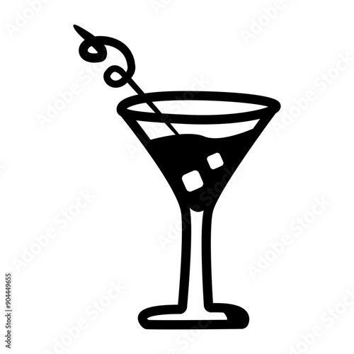 A hand drawn icon of manhattan cocktail