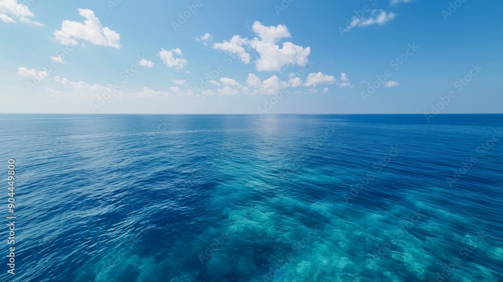 Fototapeta premium Ocean surface aerial view, sea with coral reef
