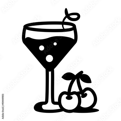 Aviation cocktail icon in glyph style 