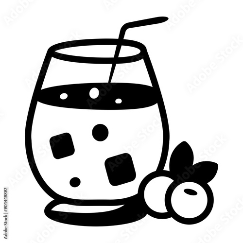 A hand drawn icon of bramble cocktail
