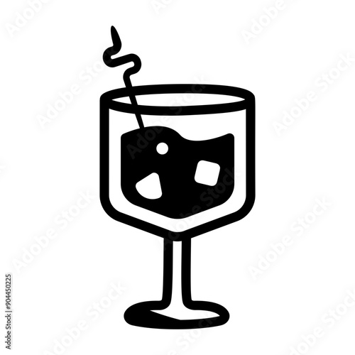 A hand drawn icon of hawaiian cocktail
