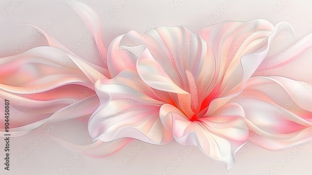 A close-up of a pink flower on a white background with a slightly blurred image of a flower in the center A close-up of a pink flower on a white background with a slightly blurred image of a flower in the center