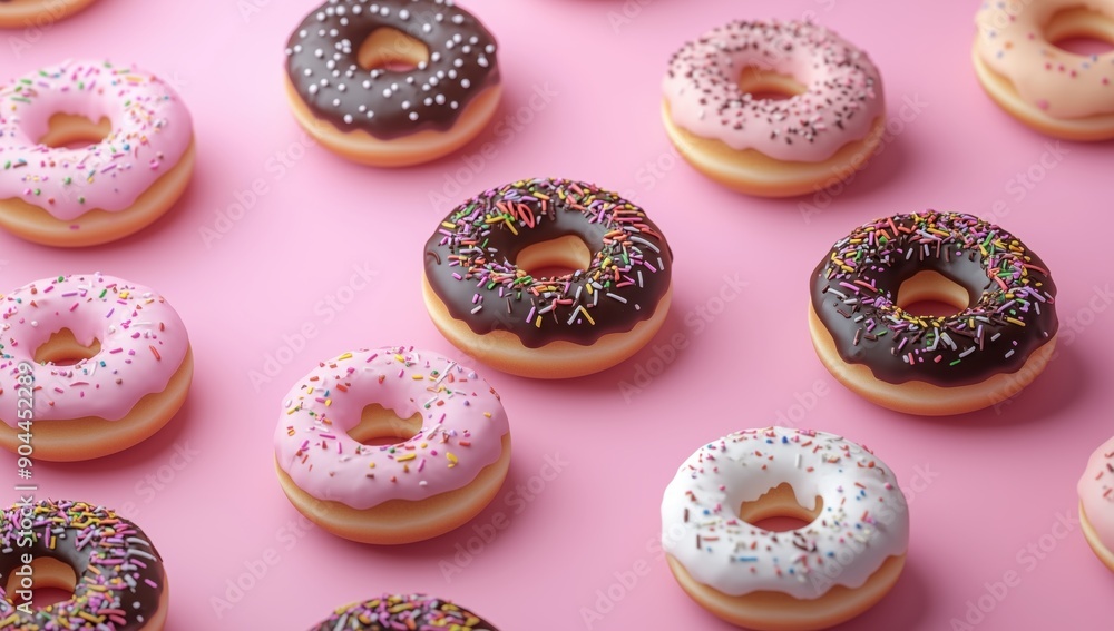 pink background with donuts pink background with donuts