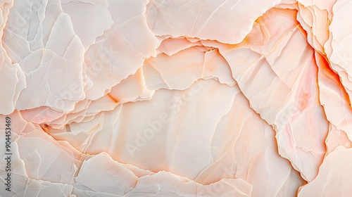   A zoomed-in shot of a painting featuring pink, white, and orange strokes