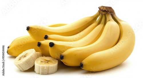 Fresh Yellow Bananas Displayed Against A Clean White Background