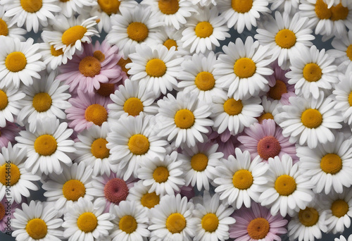 Beautiful many coloured blooming daisy or chamomile flowers set isolated on transparent background