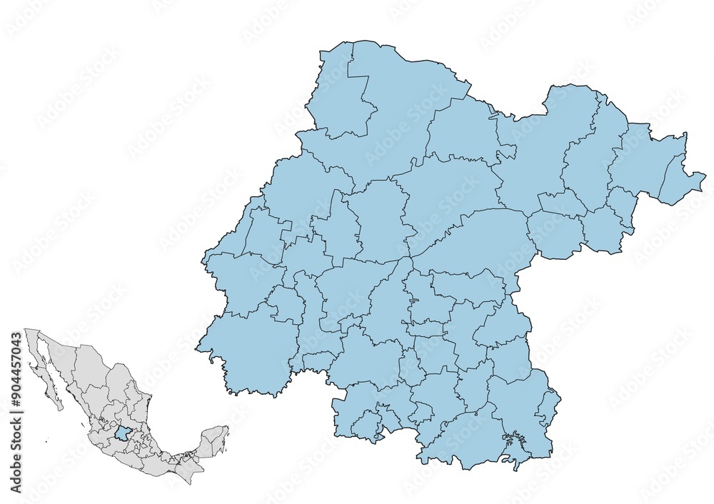 Obraz premium Mapa de los municipios del estado de Guanajuato, México