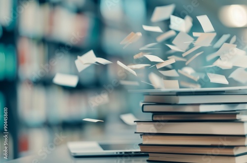 Books Falling From a Stack in a Library During Daylight