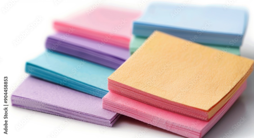 Fototapeta premium Colorful Sticky Notes Arranged in a Grid Pattern on a White Surface