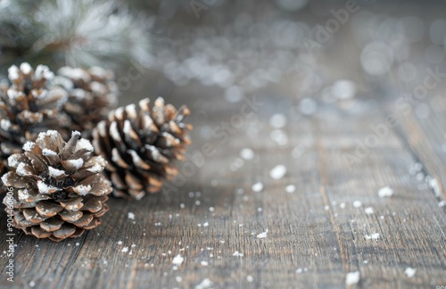 Snow Falls On Pinecones And Winter Sprigs In A Cozy Indoor Setting