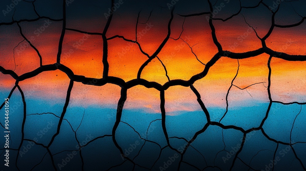 A close-up of a tree branch against a backdrop of red and blue skies, with a blue and orange sky visible beyond A close-up of a tree branch against a backdrop of red and blue skies, with a blue and orange sky visible beyond