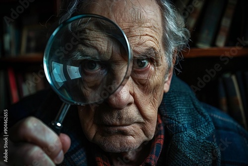Man Examining Classified Ads with Magnifying Glass