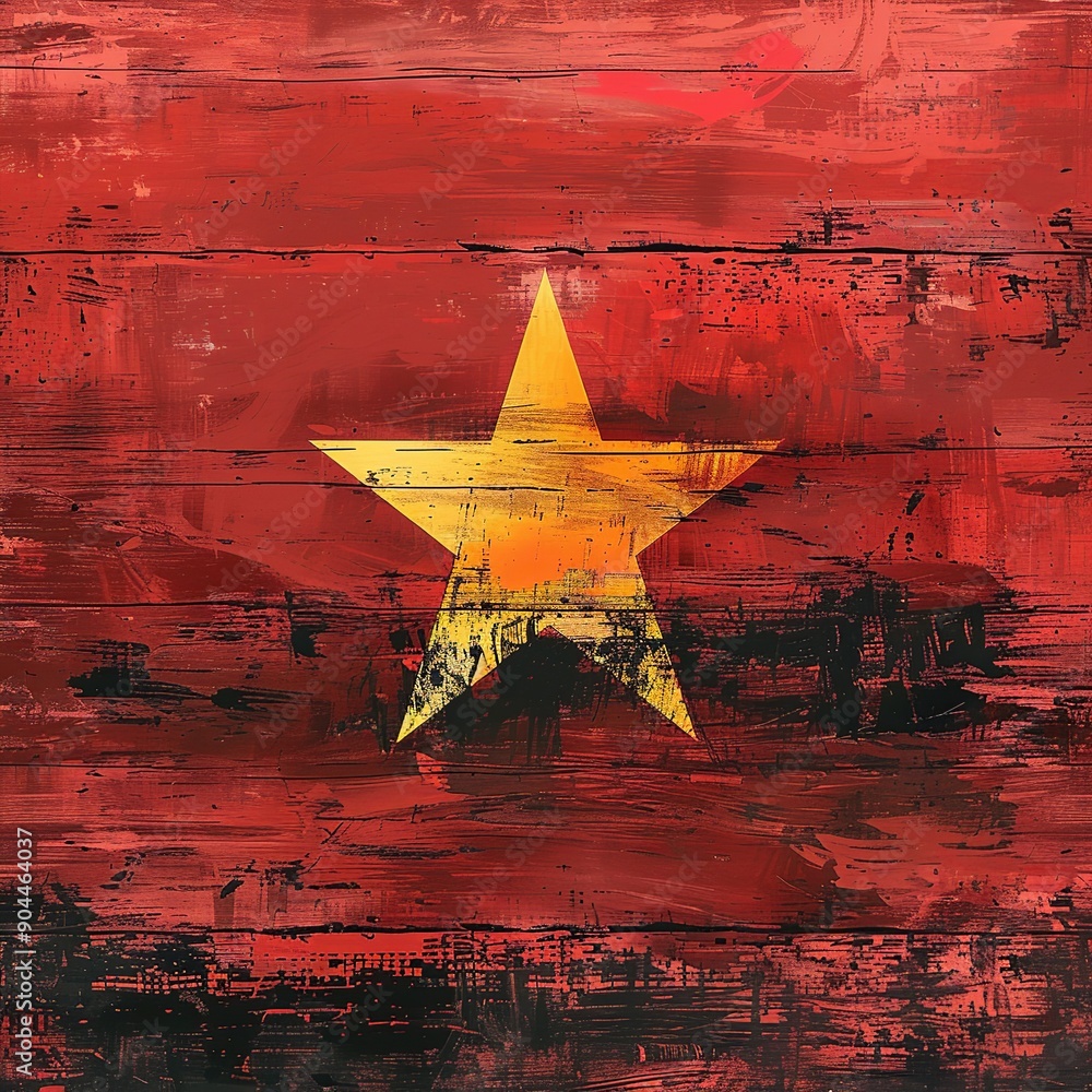 This abstract interpretation of the Vietnam flag utilizes geometric ...