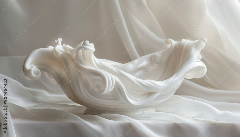 Intricately designed white ceramic bowl with flowing, wave-like patterns, set against a soft, draped fabric background, evoking a serene and elegant mood. Intricately designed white ceramic bowl with flowing, wave-like patterns, set against a soft, draped fabric background, evoking a serene and elegant mood.