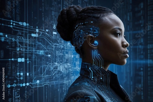Cyber security.The concept.The girl is African American.