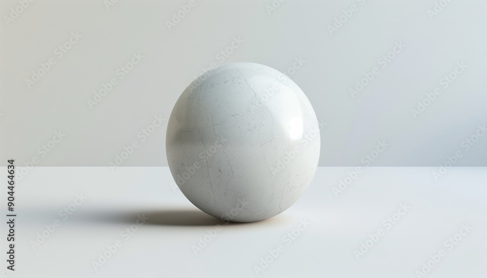 A sleek, smooth, white marble sphere with subtle veining set against a minimalistic light grey background. A sleek, smooth, white marble sphere with subtle veining set against a minimalistic light grey background.