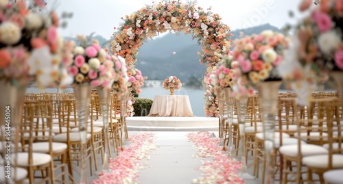 Romantic Beachside Wedding Ceremony Setup at Sunset